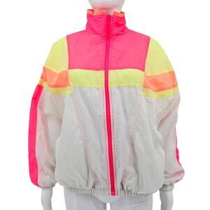 Vintage Adidas Women's Windbreaker Jacket Neon S
